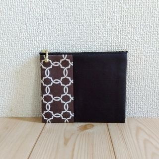 小さめ12cmファスナー　モロッカン柄　ミニフラットポーチ　ブラウン　 436(ポーチ)