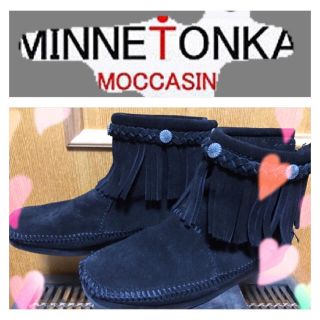 ミネトンカ(Minnetonka)のMINETONKA モカシン ブラックブーツ US5 JP22.0(ブーツ)