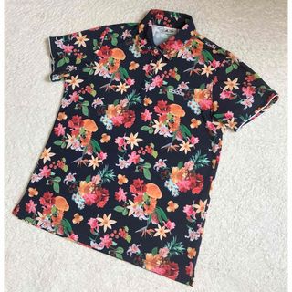 【美品】アディダス ゴルフ ポロシャツ レディース 花柄 大きいサイズ OT