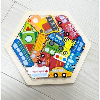 子ども　木製パズル　乗り物