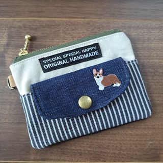 カードポケット付きマルチポーチ☆コインケース☆コーギー☆No.8