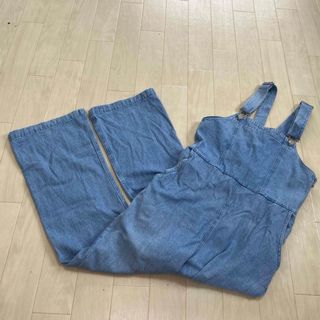 M〜Lサイズ　デニムブルー サロペット ポケット付き(サロペット/オーバーオール)