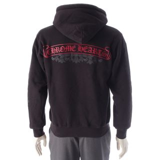 クロムハーツ(Chrome Hearts)のクロムハーツ コットン サーマル裏地 袖フローラルクロスプリント ダガージップ パーカー ブラック S【中古】(パーカー)