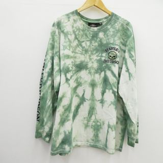 【瀬戸大橋店】 中古 HARLEY-DAVIDSON | ハーレーダビットソン 長袖Ｔシャツ タイダイ染め - サイズ:2XL グリーン 【101】(Tシャツ/カットソー(七分/長袖))
