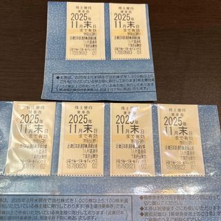 近鉄　株主優待　乗車券　6枚　2025年11月末迄(鉄道乗車券)