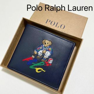 ポロラルフローレン(POLO RALPH LAUREN)のポロ ラルフ ローレン 折り財布 二つ折り ウォレット ベア くま 紺 ネイビー(折り財布)