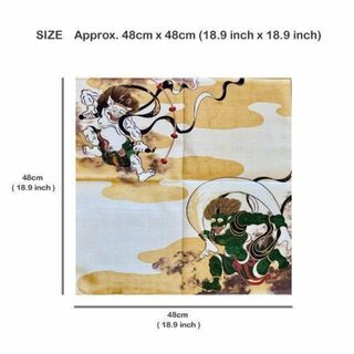 小風呂敷  風神雷神  約48×48cm  綿100％  日本製  新品  eB(バンダナ/スカーフ)
