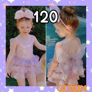女の子 水着 プリンセス エンジェル 羽付き 可愛い おしゃれ ピンク 120