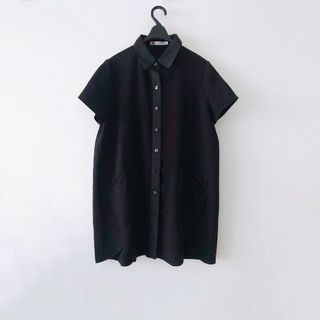 ヒロココシノ(HIROKO KOSHINO)の【美品】HIROKO KOSHINO　ヒロココシノ　半袖ブラウス　ブラック(シャツ/ブラウス(半袖/袖なし))