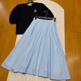 ルネ(René)のルネ ストライプ スカート 34 ネイビー(ロングスカート)