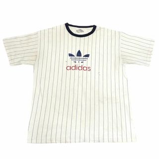 アディダス(adidas)のアディダス ヴィンテージ USA製 ピンストライプ Tシャツ 夏物古着n32①(Tシャツ/カットソー(半袖/袖なし))