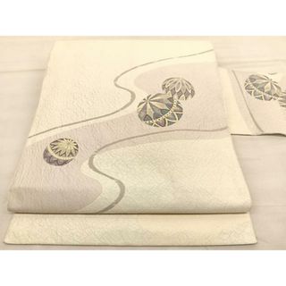 平和屋着物◎九寸名古屋帯　ふくれ織　鞠　正絹　逸品　BAAU0854hv