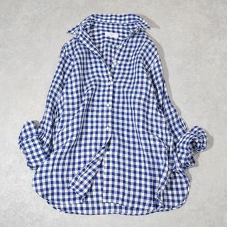 スローブイエナ(SLOBE IENA)の22SS　SLOBE IENA リネンレギュラーシャツ ギンガムチェック ブルー(シャツ/ブラウス(長袖/七分))
