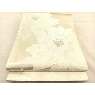 平和屋着物◎六通柄袋帯　唐織　草花文　銀糸　正絹　逸品　未使用　BAAU0980hv(帯)
