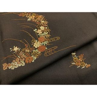 平和屋着物■訪問着　駒刺繍　草花文　正絹　逸品　BAAT3685hv(着物)