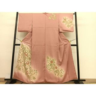 平和屋着物■訪問着　刺繍　花唐草文　暈し染め　正絹　逸品　BAAT3695hv(着物)