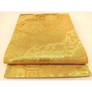 平和屋着物◎六通柄袋帯　蜀江花文　金糸　正絹　逸品　BAAT8026yc(帯)