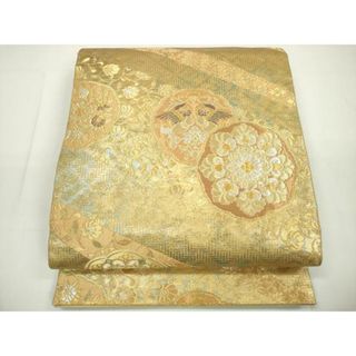 平和屋着物◎六通柄袋帯　青銅金唐織　花鳥文　引箔　正絹　逸品　DAAU1678xg(帯)