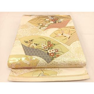 平和屋着物◎六通柄袋帯　唐織　地紙花文　金糸　正絹　逸品　BAAT8068yc(帯)