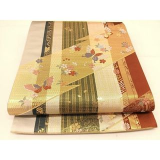 平和屋着物◎六通柄袋帯　唐織　花蝶文　金糸　正絹　逸品　未使用　BAAT8082yc(帯)