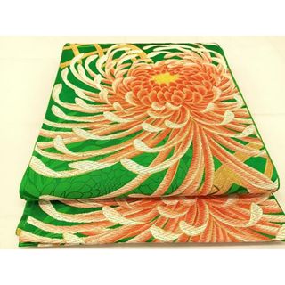 平和屋着物◎六通柄袋帯　唐織　乱菊　金糸　正絹　逸品　BAAT8112yc