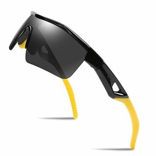 【色:ブラック】Feisedy キッズ スポーツ サングラス 子供用 偏光 レン(その他)