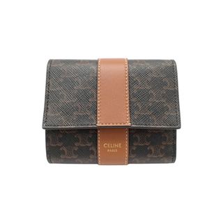 セリーヌ(CELINE)のセリーヌ 10D572BZ9.04LU トリオンフキャンバス×ラムスキン タン スモール トリフォールド ウォレット 財布 【新宿店】【中古】【新着】(財布)