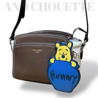 アンドシュエット(& chouette)の美品　アンドシュエット　ショルダーバッグ　プーさん　パスケース付き　斜め掛け(ショルダーバッグ)