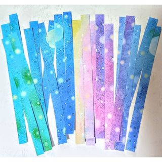 虹色夜空のシールテープ　パステル画によるイラスト　20本(しおり/ステッカー)