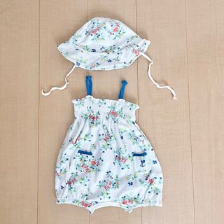 プチバトー(PETIT BATEAU)のプチバトー　パイル地　帽子付　6m 67cm   ロンパース(カバーオール)