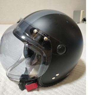 バイクヘルメット スモールジェット 黒グレー サイズフリー 新品未使用品(ヘルメット/シールド)