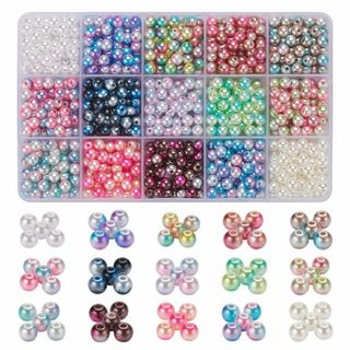 HappyHome パールビーズ 手芸 アクセサリー パーツ 6mm 15色 1(その他)