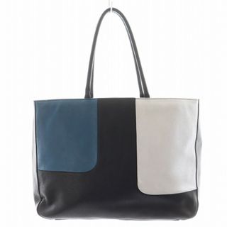フルラ(FURLA)のフルラ ハンドバッグ トートバッグ レザー 黒 ブラック 青 ブルー 白(ハンドバッグ)