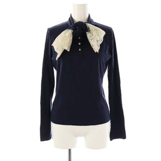 ロイスクレヨン(Lois CRAYON)のロイスクレヨン Lois CRAYON カットソー 長袖 レース切替 M 紺(カットソー(長袖/七分))