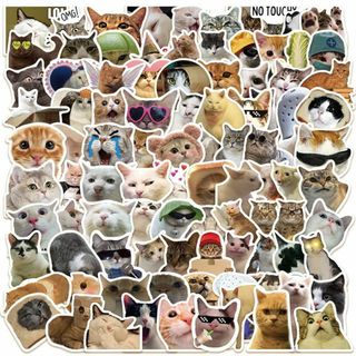 【色:ねこ100】ねこステッカーセット 100枚 キャット防水ステッカー 猫シー(その他)