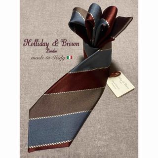 【新品】Holliday & Brown／アースカラー／ミックスマテリアル(ネクタイ)