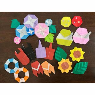 【夏の折り紙セット】壁面飾り20点／朝顔・かき氷・昆虫・ひまわり・浮き輪など