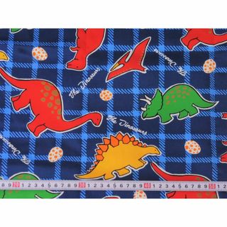 l27★ダイナソー　ブルーチェック　ツイル生地★