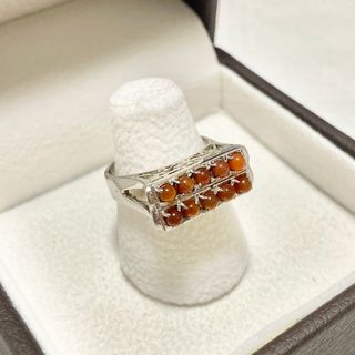 silver オレンジストーンリング　色石　カラーストーン　ring 925