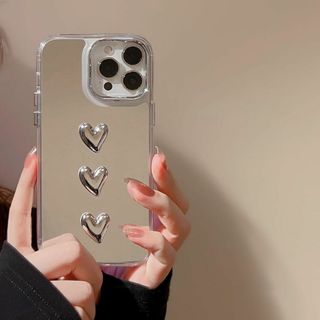 【カバー】ZTOFERA iPhone 13ケース用、かわいい3Dハートミラーガ(その他)