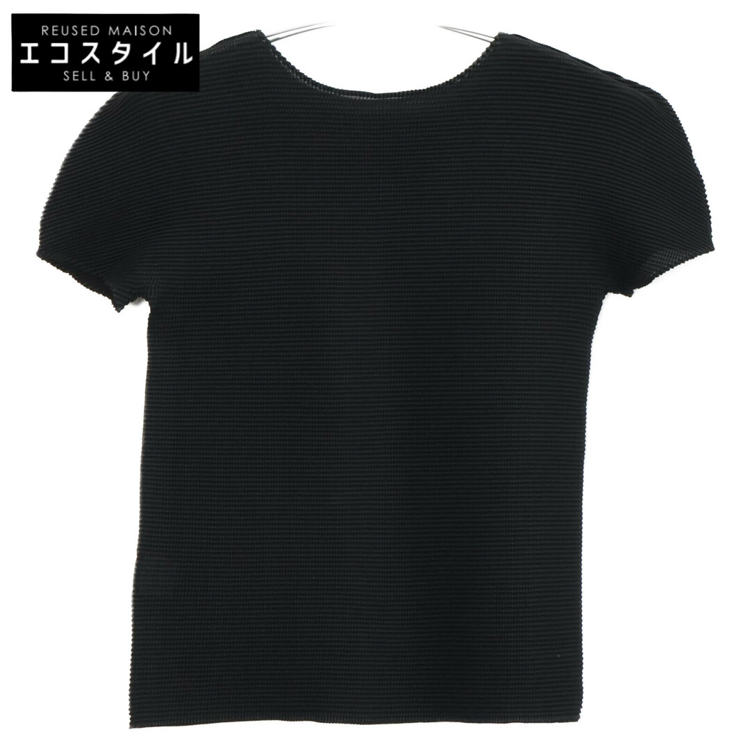 イッセイミヤケ ブラック プリーツ 半袖Tシャツ サイズ M ミーイッセイミヤケ MI55FK056 プリーツ加工 半袖カットソー