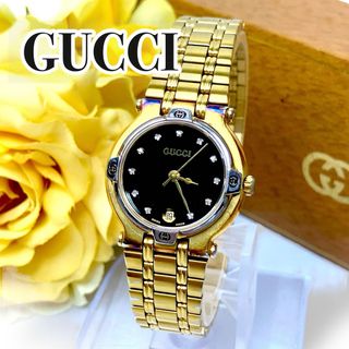 グッチ(GUCCI)の【美品】GUCCI グッチ　クォーツ式腕時計　ダイヤ11P ゴールド　9200L(腕時計)
