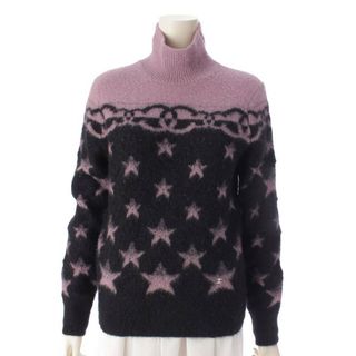 シャネル(CHANEL)のシャネル カシミヤ シルク ココマーク スター タートルネック ニット プルオーバー セーター トップス P74521 ブラック×パープル 36【中古】(ニット/セーター)