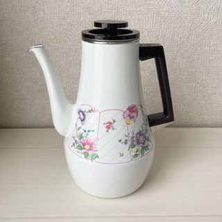 昭和レトロ 花柄 ホーロー ケトル やかん ポット