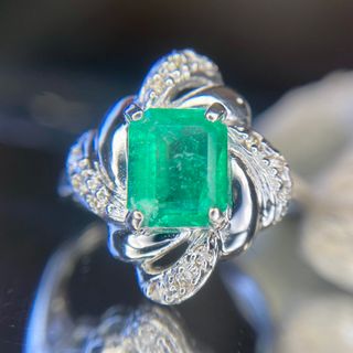 天然 エメラルド ダイヤモンド リング 計1.22ct PT900(リング(指輪))