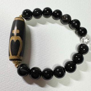 【宝瓶天珠 天眼瑪瑙 水晶】心を見つめる 天然石 ブレスレット