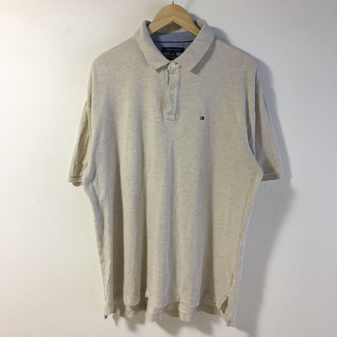 TOMMY HILFIGER(トミーヒルフィガー)の【希少】トミーヒルフィガー TOMMY ポロシャツ XL ベージュ 古着 メンズのトップス(ポロシャツ)の商品写真