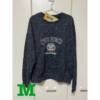 新品　ONE PIECE フロント刺繍　スウェット　ブラック　M