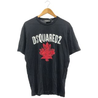DSQUARED2 (ディースクエアード) S74GD0848 Maple Leaf Logo T-Shirt メンズ ブラック XL
