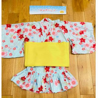 帯付き　セパレート　浴衣ドレス　スカート　キッズ　花柄　女の子　100cm(甚平/浴衣)